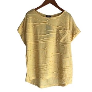 Jones New York Yellow Textured Short-Sleeve Top Small